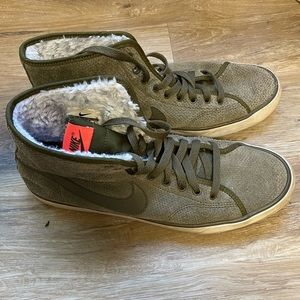 Green Nike Primo Court Mid with faux fur lining
